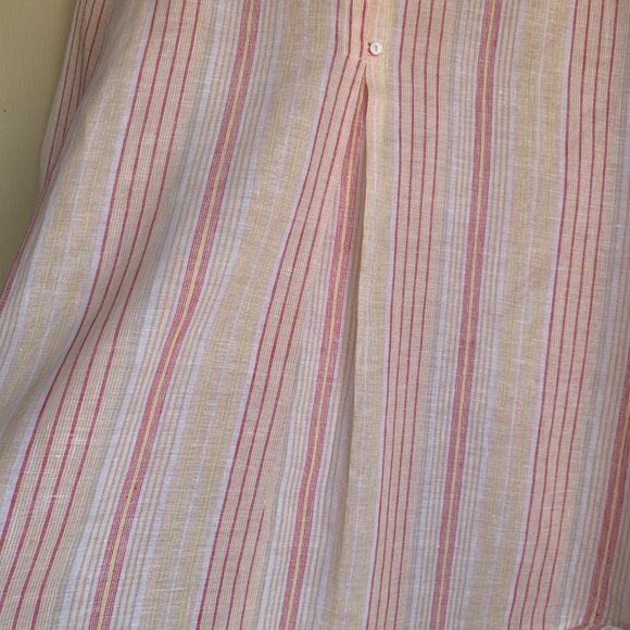 Chico's 100% Line Striped Button Down Shirt 2 or M-L Tunic Coastal Travel Top - Picture 15 of 16